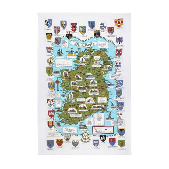 Ulster Weavers - Map &amp; Crests Irish Tea Towel - Tea Towel - Cotton