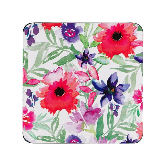 Denby Floral Watercolour Set of 6 Cork-Backed Coasters