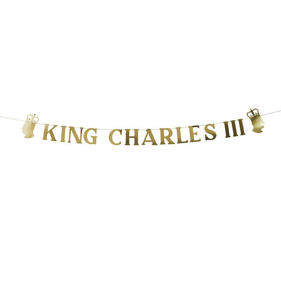 King Charles III Gold Banner 2m