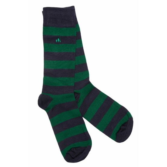 Swole Panda - Green &amp; Navy Striped Socks 7-11