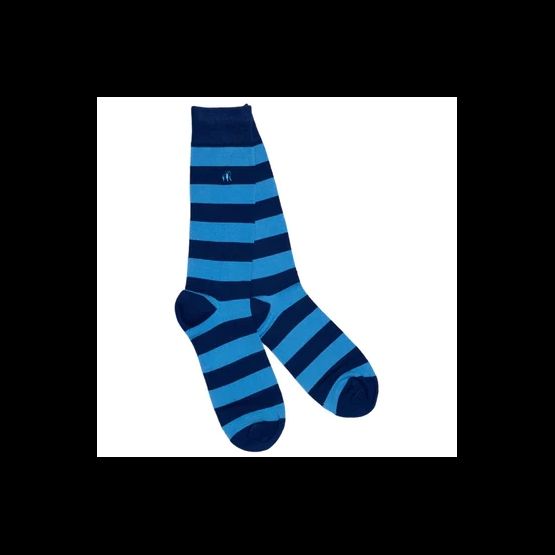 Swole Panda - Sky Blue Striped Socks 7-11