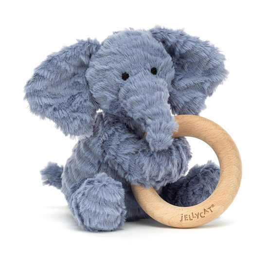 Jellycat Fuddlewuddle Elephant Wooden Ring Toy