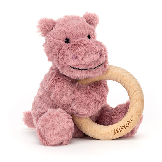 Jellycat Fuddlewuddle Hippo Wooden Ring Toy