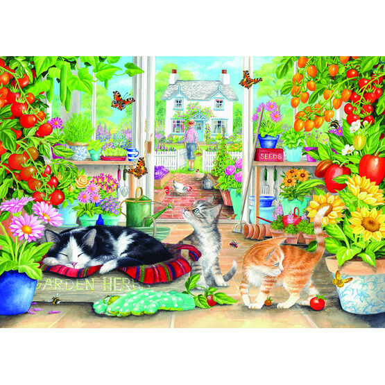 Otter House - Greenhouse Cats 1000 Piece Jigsaw