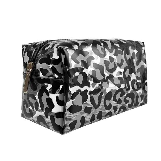 The Vintage Cosmetic Co - Make up Bag Grey Leopard Print
