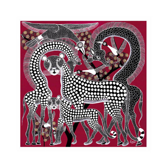 Animals With White Spots On Red Background