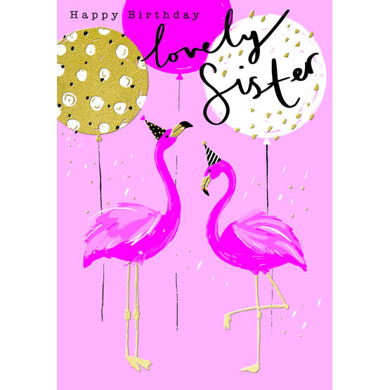 Sister Birthday Flamingos & Balloons