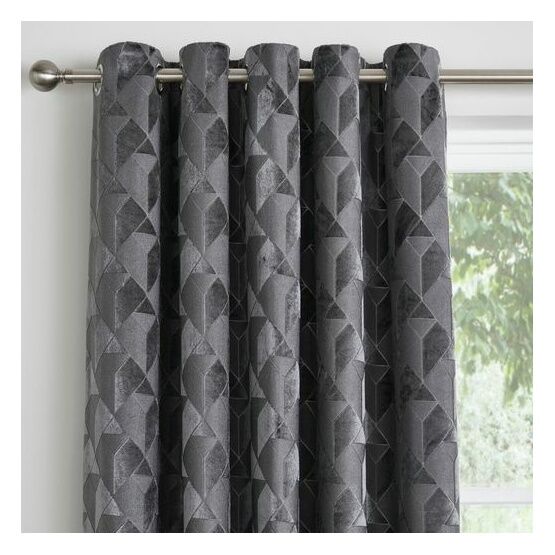 Appletree Boutique - Quentin - Jacquard Pair of Eyelet Curtains - Slate