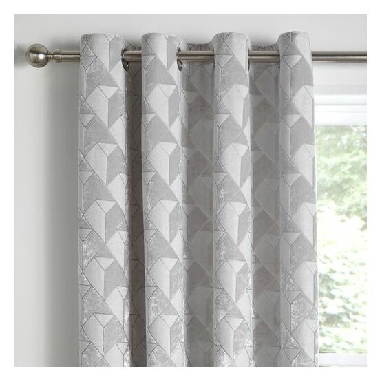 Appletree Boutique - Quentin - Jacquard Pair of Eyelet Curtains - Silver