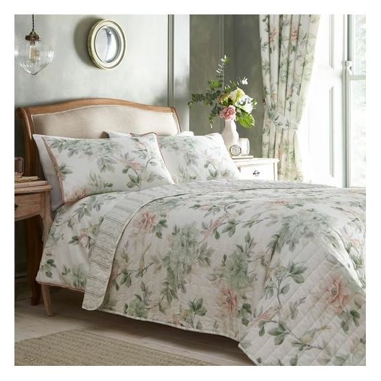 Appletree Heritage - Campion - Quilted Bedspread - 200cm X 230cm in Green