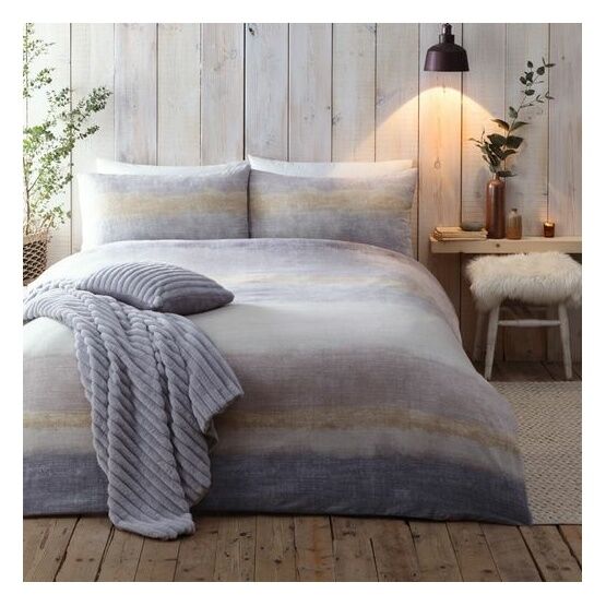 Appletree Hygge - Anson Stripe - 100% Brushed Cotton Duvet Cover Set - Grey