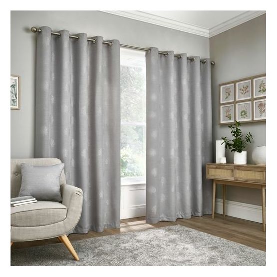 Appletree Loft - Harvest -  Pair of Eyelet Curtains - Silver