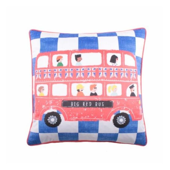 Bedlam - On The Move - Velvet Cushion Cover - 43 x 43cm in Blue