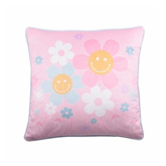 Bedlam - Retro Flower - Velvet Filled Cushion - 43 x 43cm in Pink