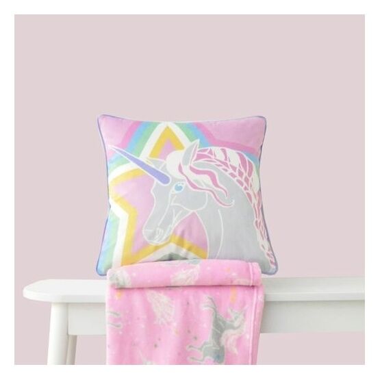 Bedlam - Unicorn - Velvet Cushion Cover - 43 x 43cm in Pink