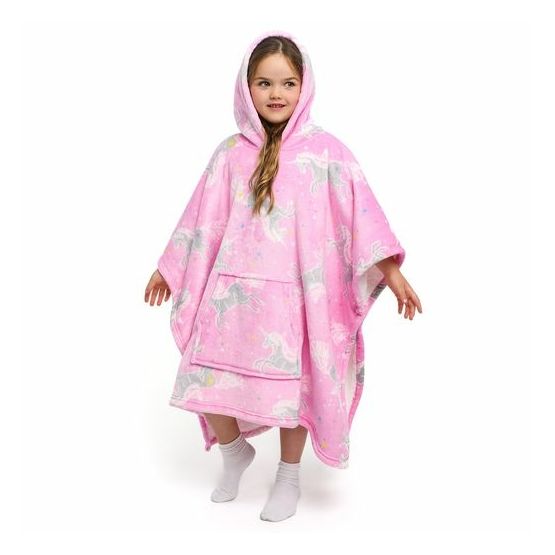 Bedlam - Unicorn - Fleece Poncho - 75 x 92.5cm in Pink