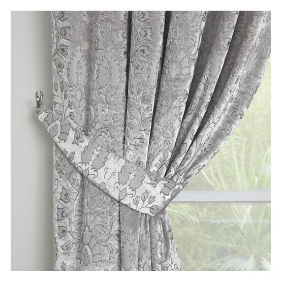 Curtina - Trinity - Jacquard Pair Of Curtain Tiebacks in Silver
