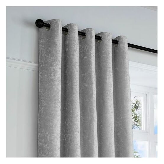 Curtina - Textured Chenille - Textured Pair of Eyelet Curtains - Grey