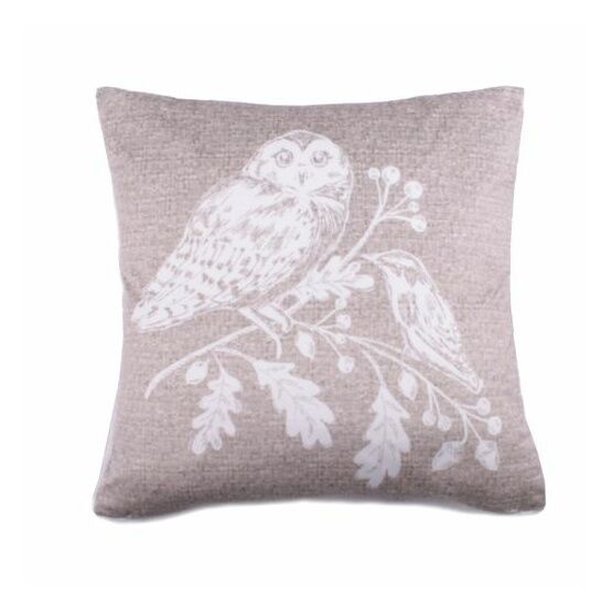 Dreams & Drapes Lodge - Woodland Owls - Velvet Filled Cushion - 43 x 43cm in Sage