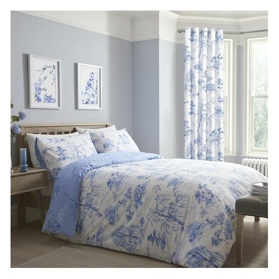 Dreams & Drapes Design - Oriental Garden - Easy Care Duvet Cover Set - Blue