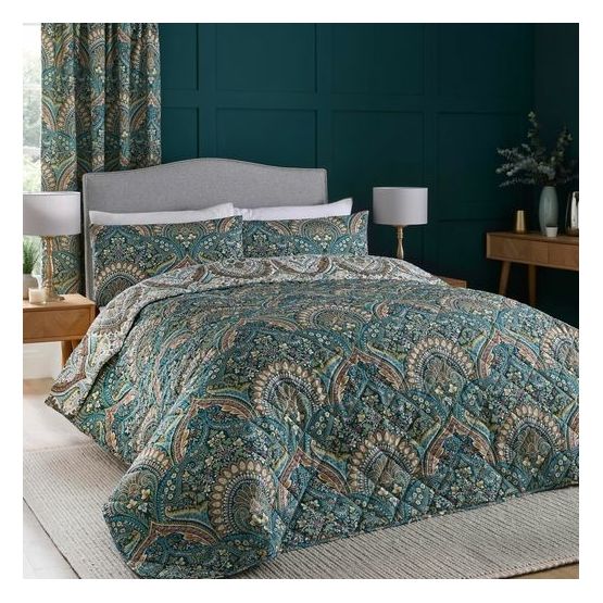 Dreams &amp; Drapes Design - Palais - Quilted Bedspread - 195cm x 230cm in Teal