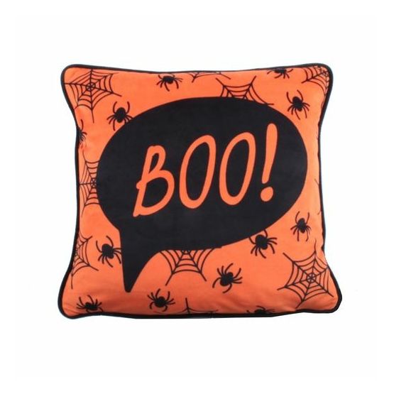 Bedlam - Boo - Velvet Filled Cushion - 43 x 43cm in Orange