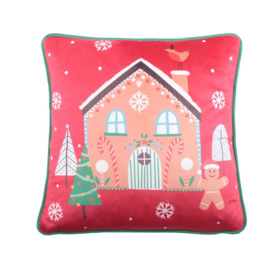 Fusion Christmas - Gingerbread Man - Velvet Cushion Cover - 43 x 43cm in Multi