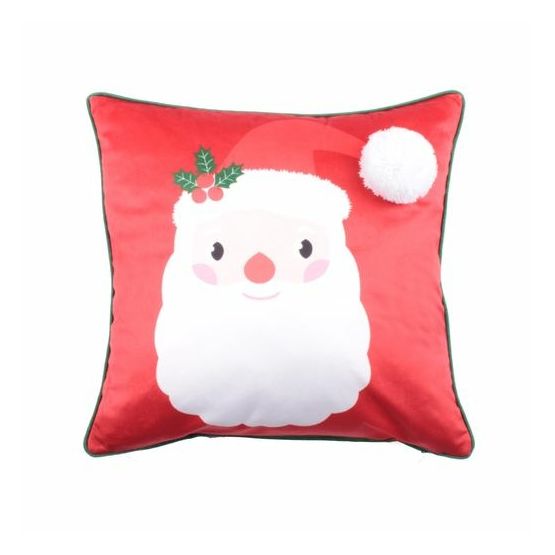 Bedlam - Jolly Santa - Fleece Cushion Cover - 43 x 43cm in Red