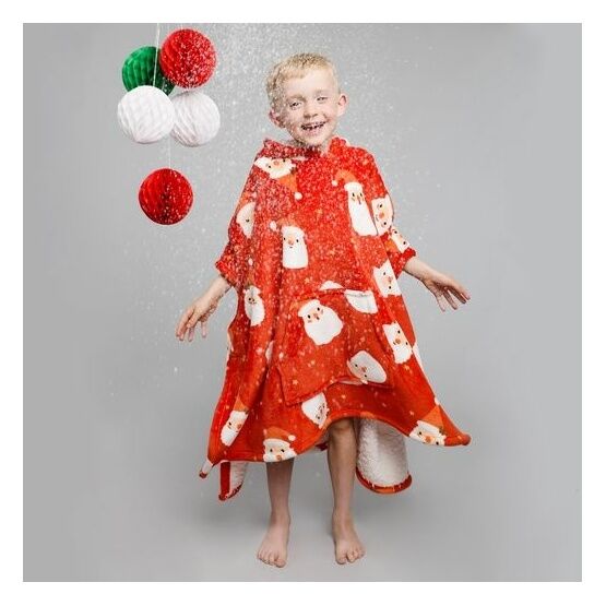 Bedlam - Jolly Santa - Fleece Poncho - 75 x 92.5cm in Red