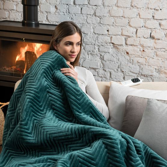 Dreamland - Herringbone Emerald Green Throw