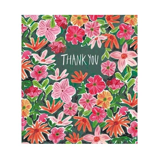 Thank You Note Card - Pink Flower Medley