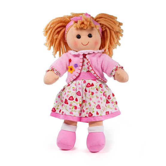 Bigjigs - Kelly Doll Blonde Hair and Pink Strawberry Dress