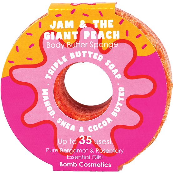 Bomb Cosmetics - Jam &amp; The Giant Peach Donut Body Buffer Sponge