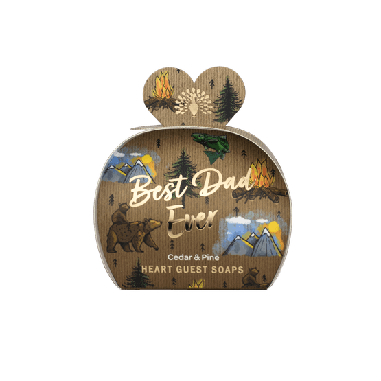 English Soap Company - Best Dad Ever Cedar &amp; Pine Luxury Heart Guest Soap 3 x 20g