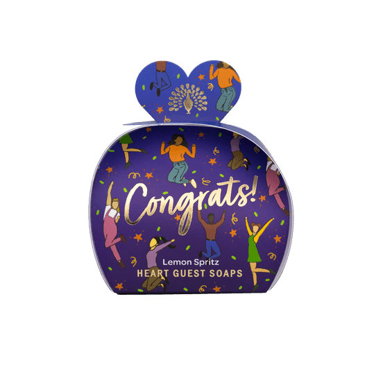 English Soap Company - Congrats Lemon Spritz Luxury Heart Guest Soap 3 x 20g