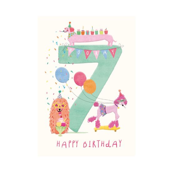 Dogs And Balloons Around the Number 7