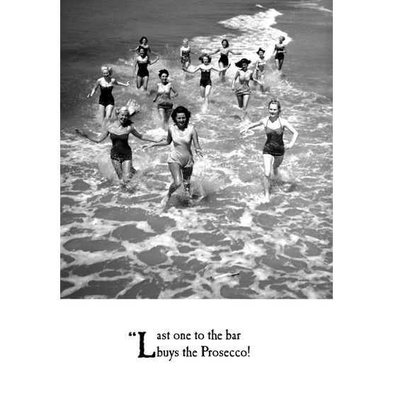 Group Of Women Running Out Of Sea