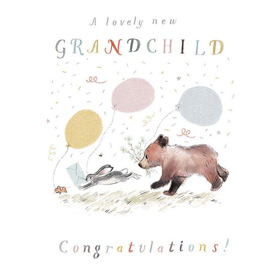 Grandchild - Running Bear Hare Mouse With Balloons