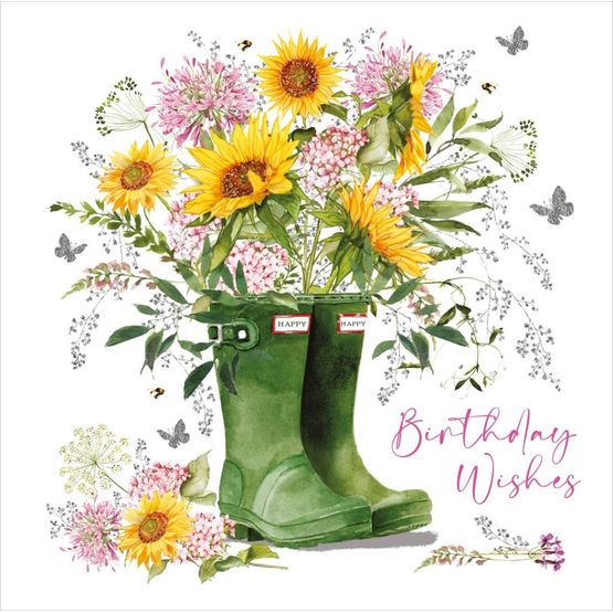 Birthday Wishes - Sunflower Wellies
