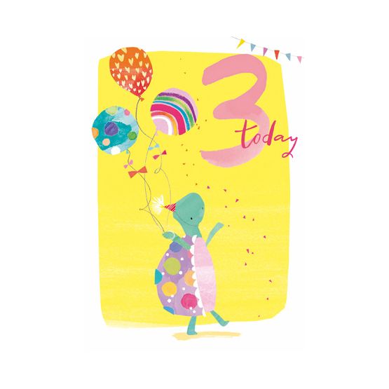 Turtle Holding Balloons By A Number 3