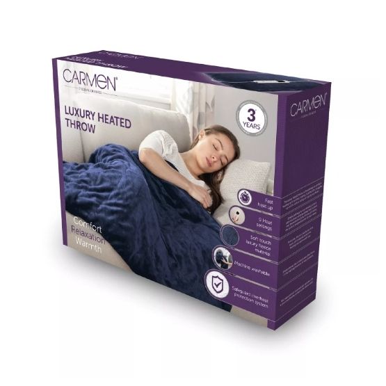 Fleece Heated Blanket - Blue