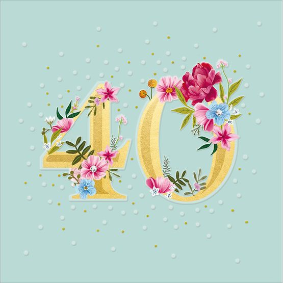 40th Female Birthday Foil And Flowers
