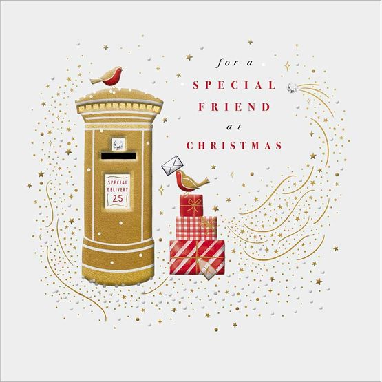 Christmas Card - Rabbit By Postbox