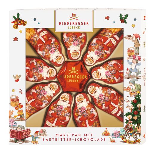Niederegger Santa &amp; Star Collection: Dark Chocolate Covered Marzipan