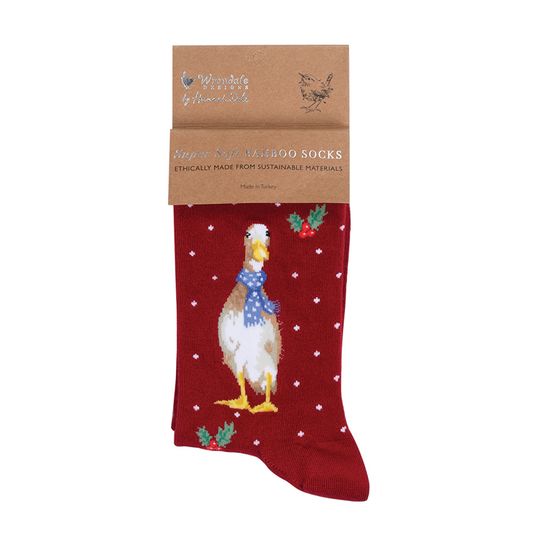 Wrendale Designs - Christmas Scarves Red Duck Socks