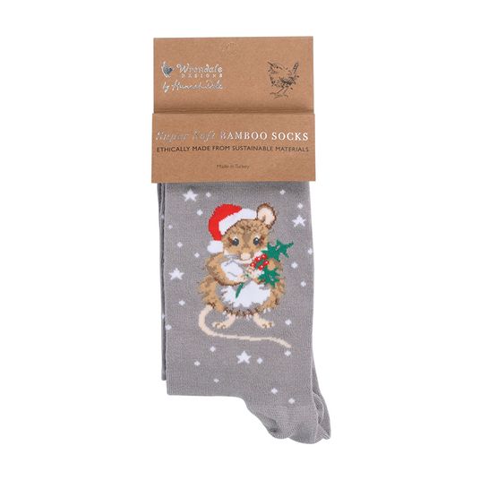 Wrendale Designs - Christmouse Grey Mouse Socks