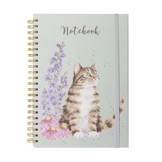 Wrendale Designs - A4 Cat Notebook Whiskers and Wild Flowers Green