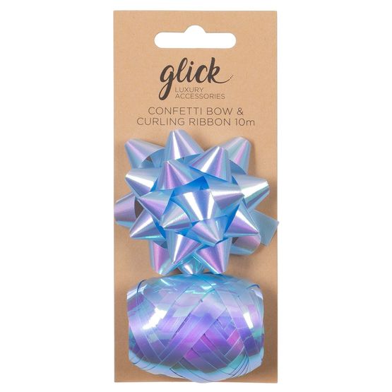 Glick - Curling Ribbon &amp; Bow Irridescent Baby Blue
