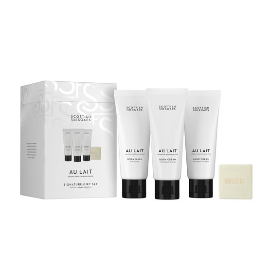 The Scottish Fine Soaps Company - Au Lait Signature Gift Set 3 x 75ml Tubes, 1 x 40g Soap