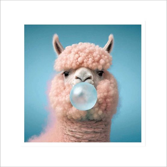Alpaca Blowing Bubble Gum
